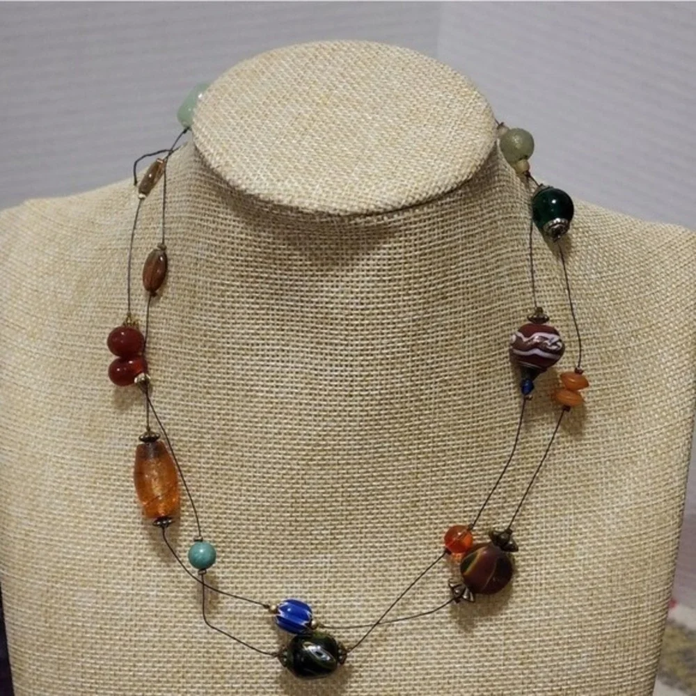 TRESKA beaded long illusion necklace‎ new